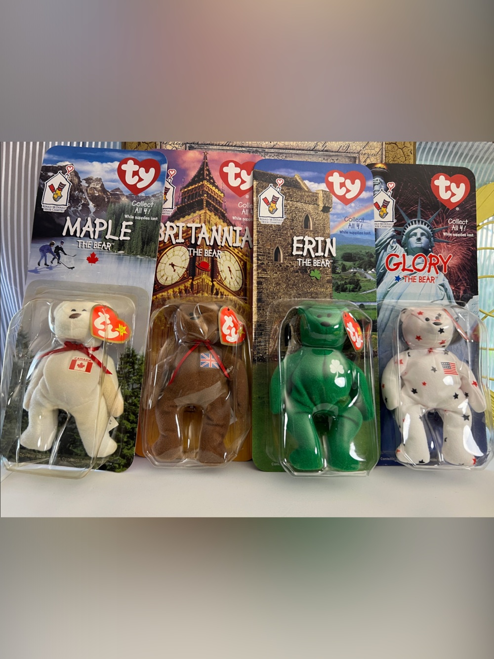 Ty Beanie Baby Set – maple glory Erin Britannia Plush Bears (4-Pack)